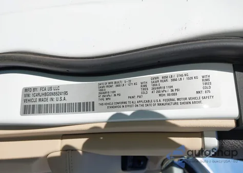 2022 Jeep Grand Cherokee Limited 4X4 z USA, uszkodzony, nr VIN 1C4RJHBG6N8624195